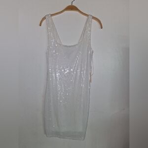 Aqua Sparkling White Sequin Dress
